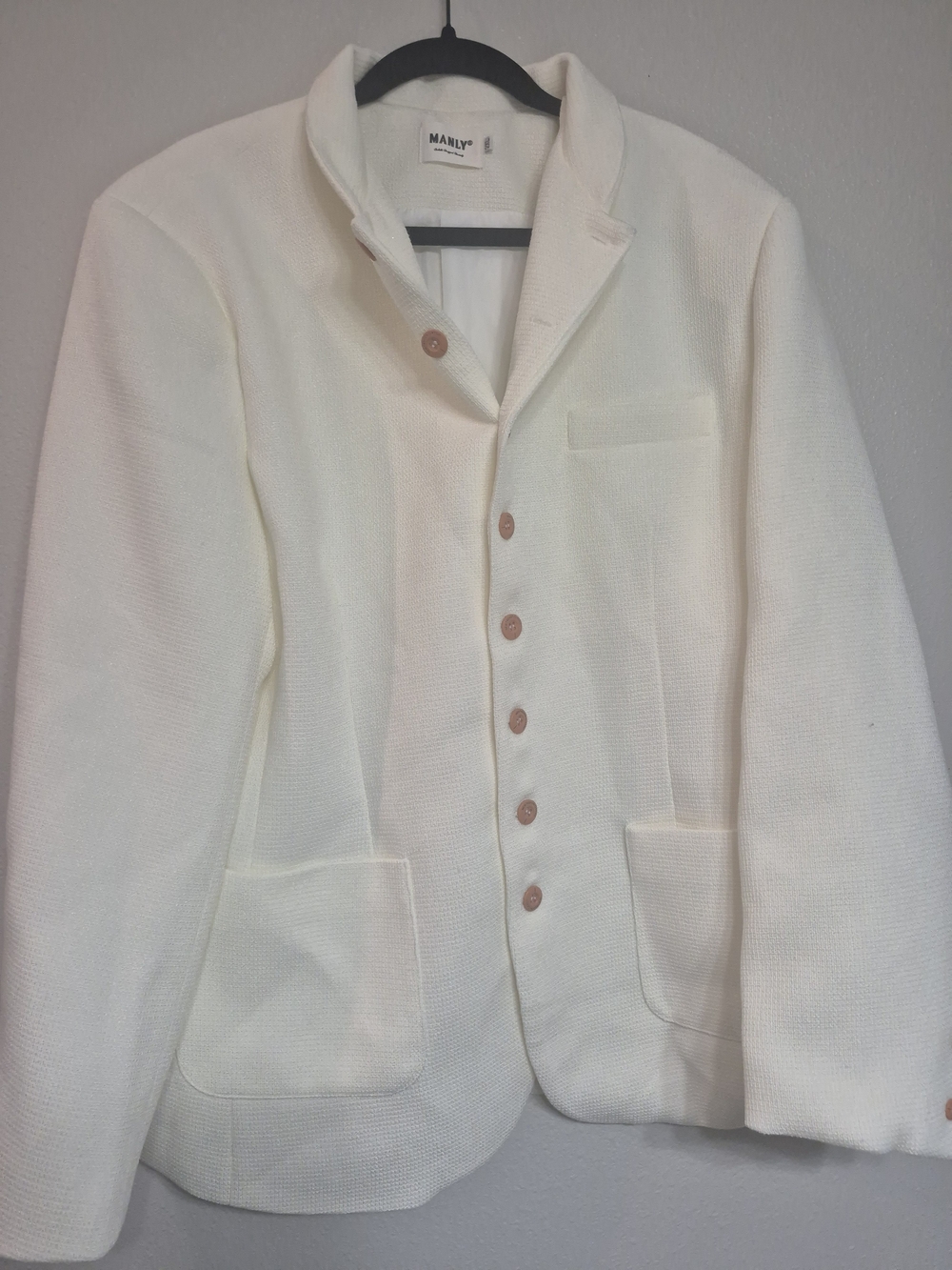 Manly Cream Button-Front Textured Blazer